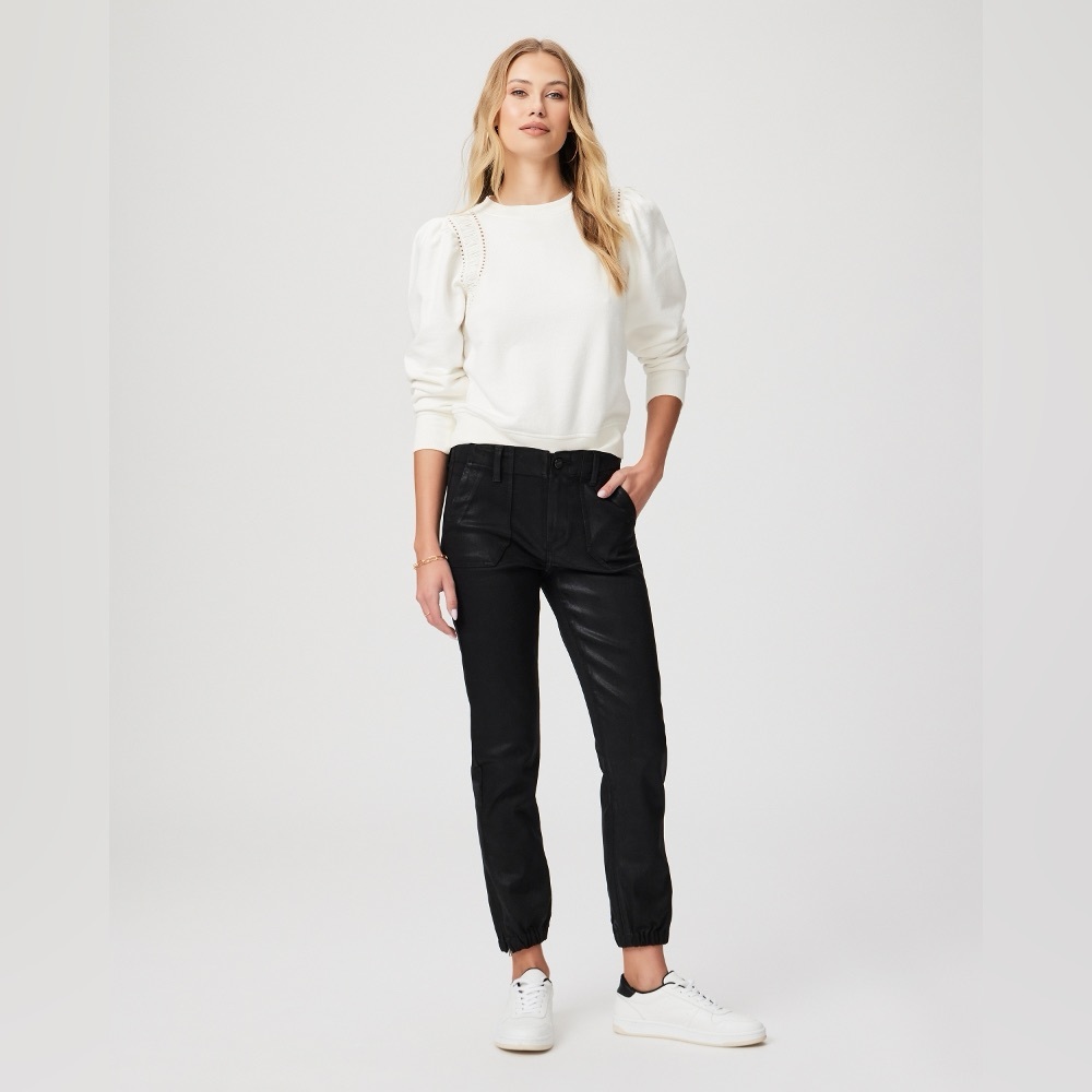 Paige Mayslie Jogger in Black Fog Luxe Coating